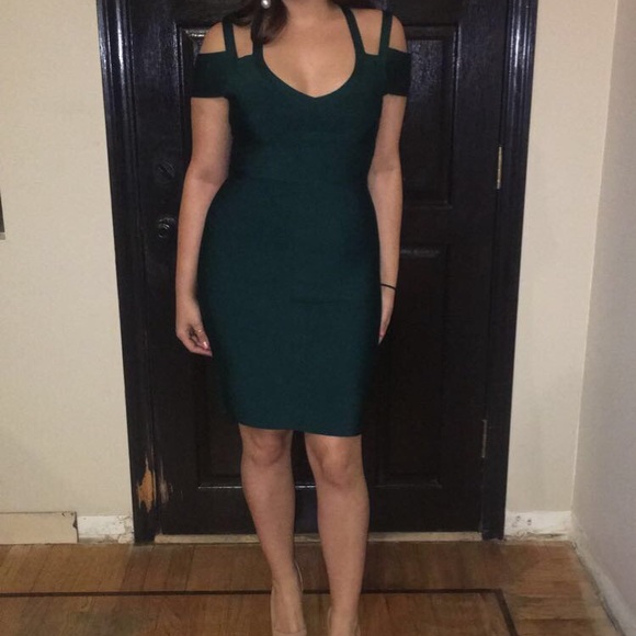 dark green bandage dress